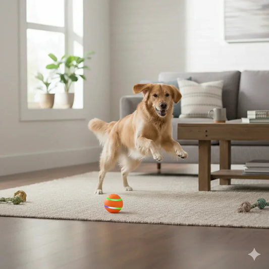 Robust and durable self-rolling dog toy ball
